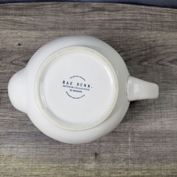 Rae Dunn Artisan Collection White Ceramic‎ Farmhouse Typewriter Font Teapot - Picture 8 of 8
